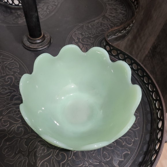 Fire KingFire King Jadeite Lotus Blossom Leaf Dessert Cup Bowl - Picture 4 of 5
